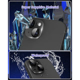 iPhone 15/15 Plus Camera Lens Protector, 9H Tempered Glass with Metal Ring, Black