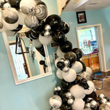 Halloween Balloon Arch Kit - Black & White Skeleton Garland with Star and Skull Foil Balloons