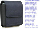 Flip Phone Holster for Samsung Galaxy Z Flip 7/6/5/4/3, Nylon Belt Clip Pouch for Motorola Razr 2025/2024/2023 Moto Razr+ Plus Ultra Case Card Holder