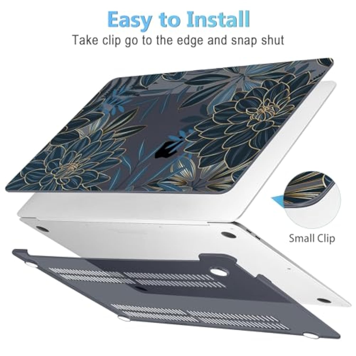 Case For Macbook Air 13 Inch M1 A2337 A2179 A1932,Hard Cover 2018-2021 Air 13-Inch With Touch Id, Exclusively Designed Protective Shell With Keyboard Skin+Screen Protector,Dahlia Flower C035