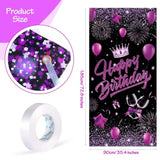 Purple Happy Birthday Door Banner Black Party Decorations For Women Gi