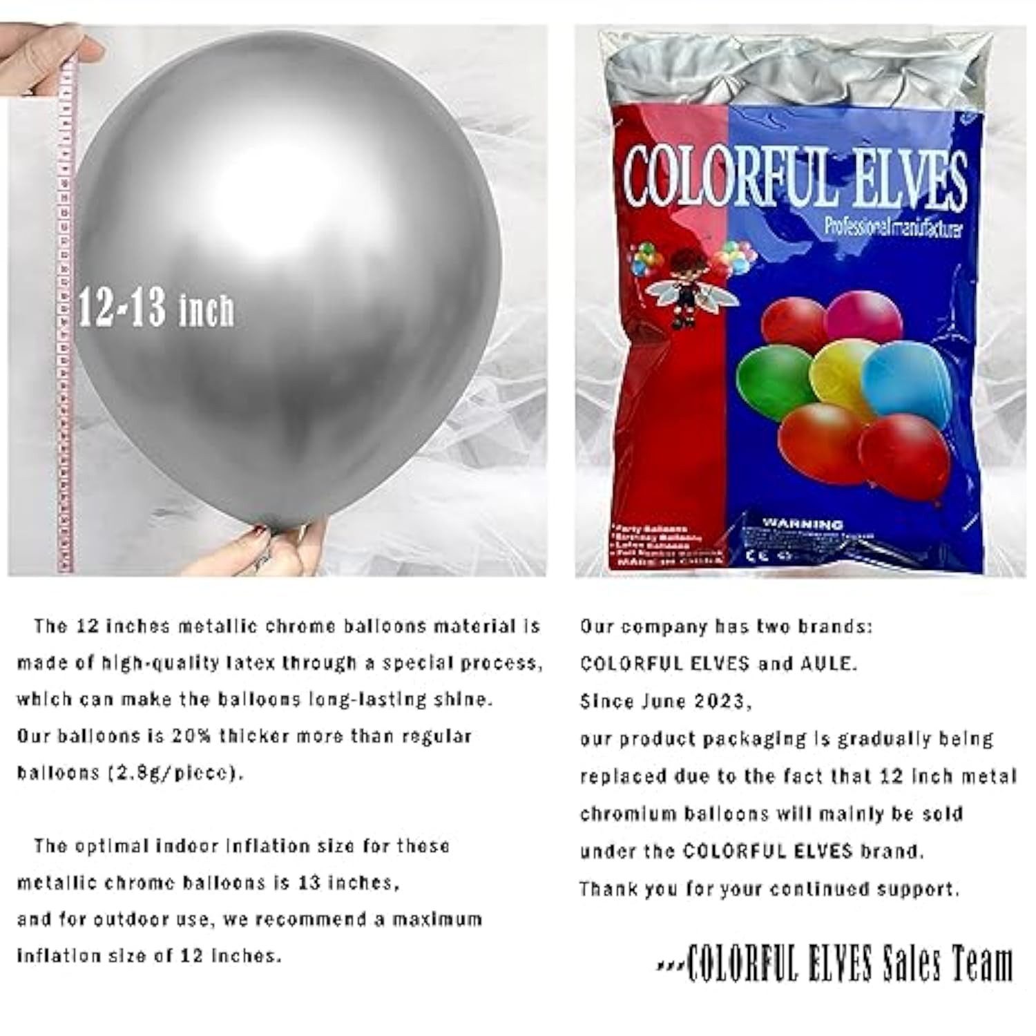 12 Inch 100 Pcs Latex Metallic Chrome Balloons Helium Shiny Thicken Balloons Party Decoration (Silver)