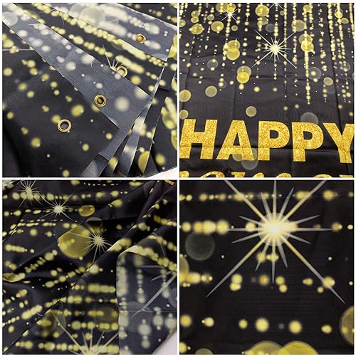 Happy Retirement Backdrop with 70.8"X43.3"?Large Happy Retirement Banner Background Photography with Rope, Party Decoration Supplies for Photo Booth Props Decor Outdoor Indoor (Black-2)
