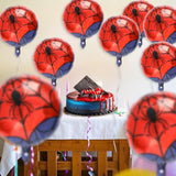4Pcs Spider Balloons, 18 Inch Red & Blue Web Foil for Kids' Birthday & Halloween Party
