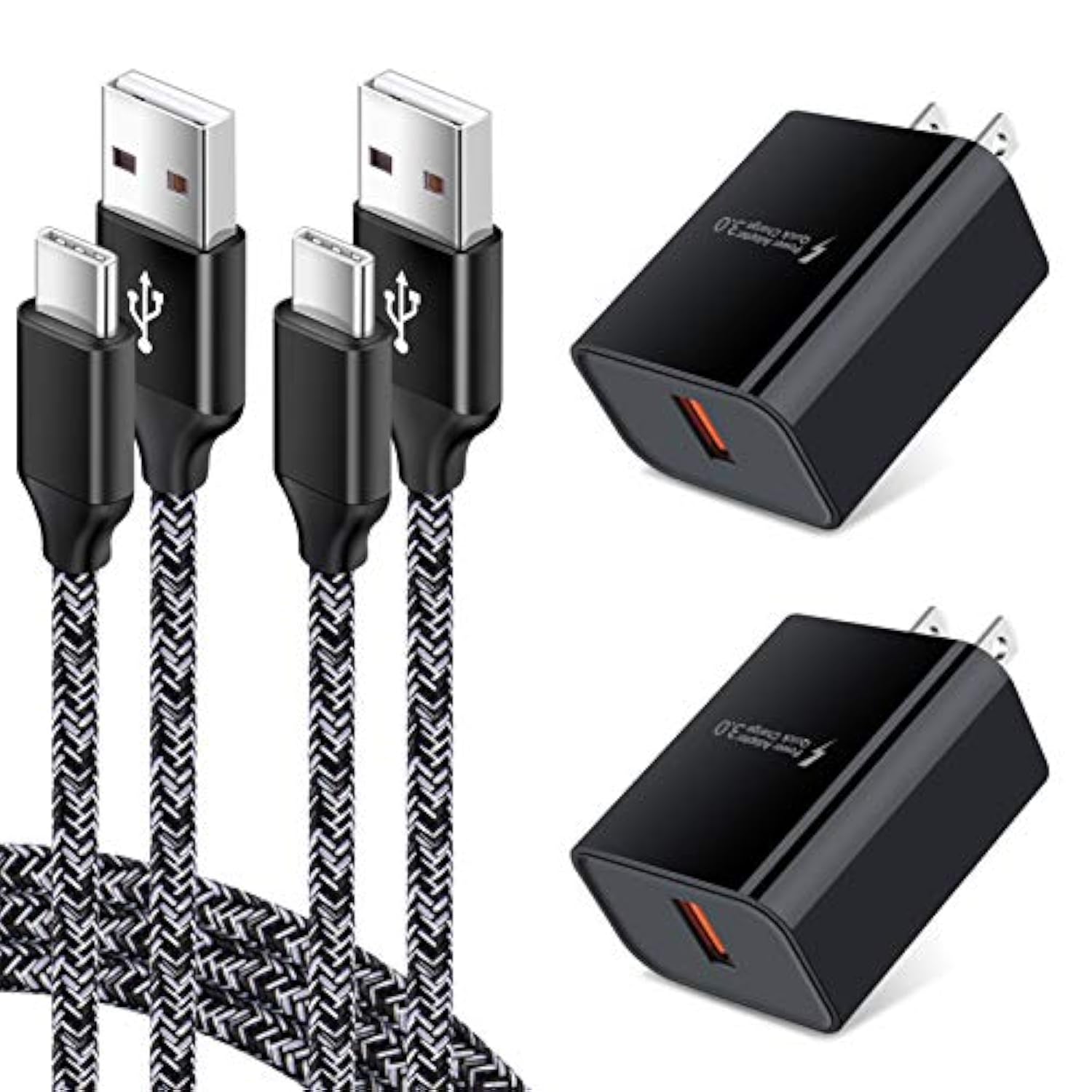 Adaptive Fast Charger For Samsung Galaxy S25 S24 S23 S22 S22+ S22 Ultra S21 S20 Fe S20+ S10 S9 A21 A51 A71 A11 A10E A16 A15 A56 Note 20 Ultra, 18W Quick Charge Wall Charger Type C Fast Charging Cable