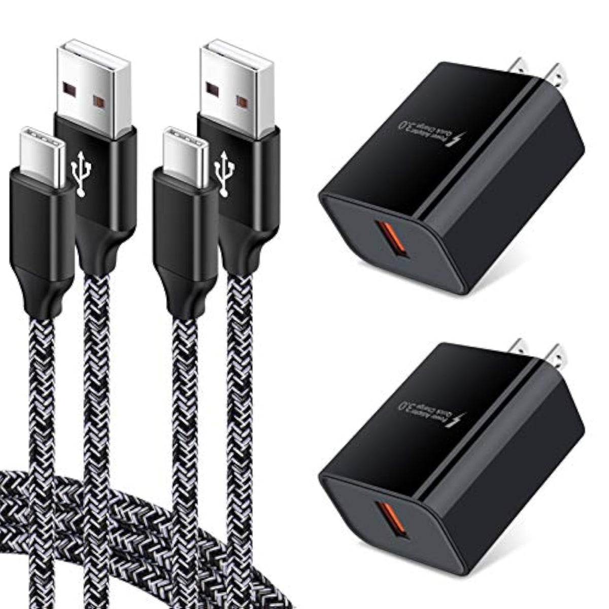 Adaptive Fast Charger For Samsung Galaxy S25 S24 S23 S22 S22+ S22 Ultra S21 S20 Fe S20+ S10 S9 A21 A51 A71 A11 A10E A16 A15 A56 Note 20 Ultra, 18W Quick Charge Wall Charger Type C Fast Charging Cable