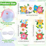 Spring Theme Flower Porch Banners Floral Birthday Party Decorations Wildflower Themed Door Cover Summer Hanging Photo Booth Props Backdrop For Tea Picnic Baby Shower Birthday Party Supplies 80X96 In