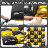 25pcs Black Gold Square Foil Balloons Backdrop for 2026 New Year & Party Decor