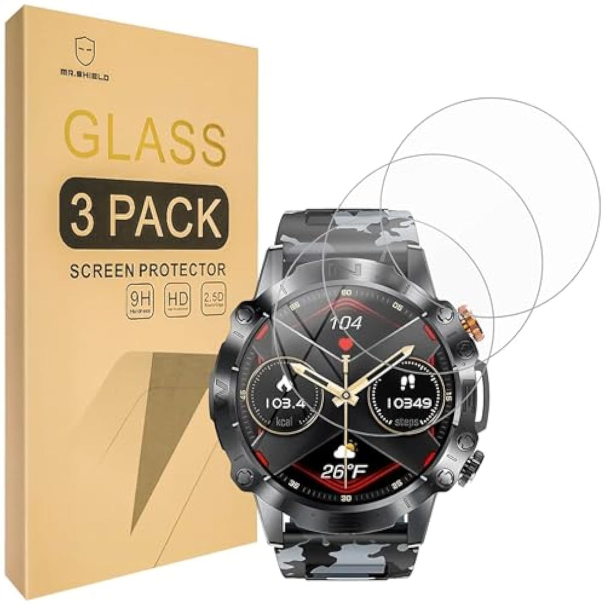 Screen Protector Compatible With Glonhi K59 Pro/Siemorl St19 / Lige St19 / Esfoe St19 / Lige K59, K59 / St19 1.43" Smartwatch [Tempered Glass] [3-Pack] [Japan Glass With 9H Hardness]