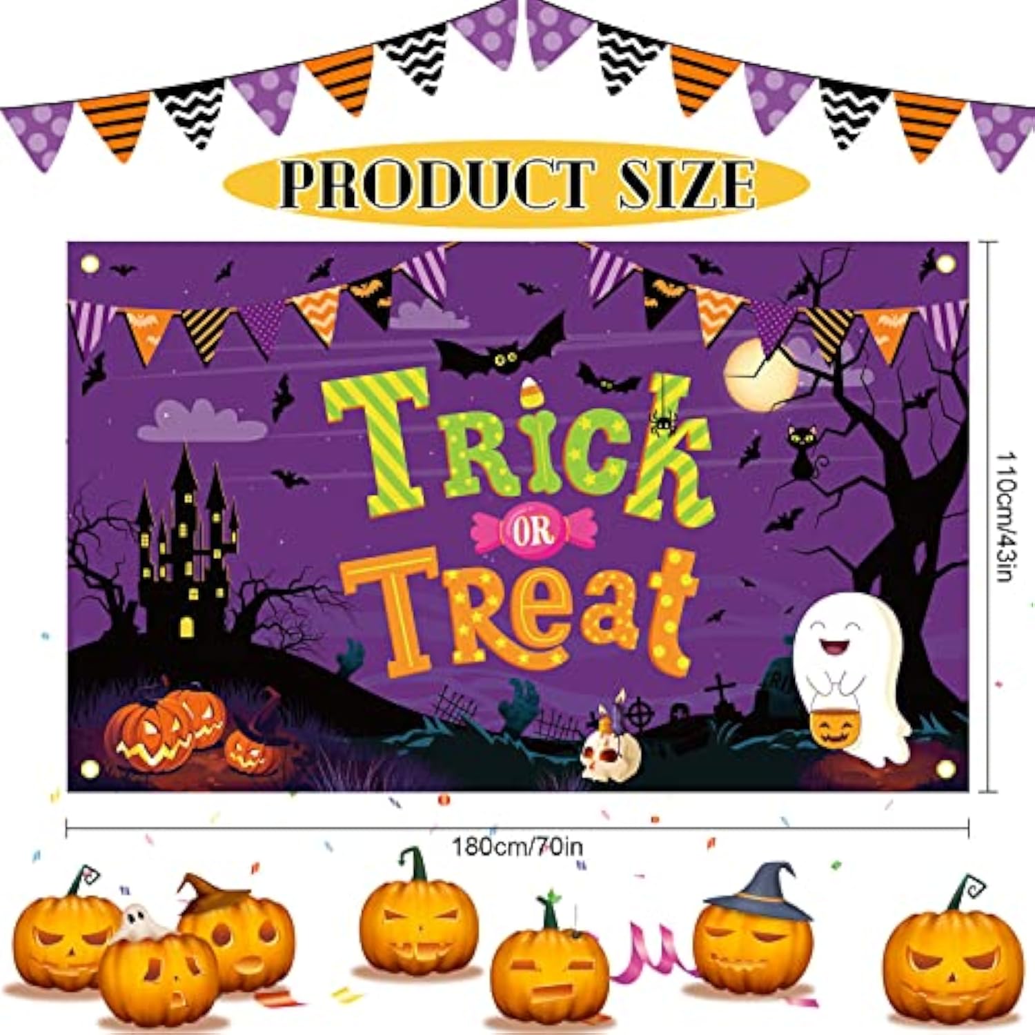 Trick or Treat Halloween Backdrop Banner 70x43 Inch Party Photography Photoshoot Decor