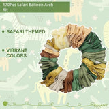 170Pcs Jungle Safari Balloons Arch Garland Kit, Sage Green Brown Animal Print Balloons Palm Leaves Wild One Safari Baby Shower Decorations For Boys Tropical Woodland Birthday Party Supplies