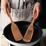 2 Pack Wooden Non Toxic Spatulas For Kitchen Utensils Set Acacia Wood Cooking Spatula Flat Wok Pancake Turner Bamboo Slotted Spoon For Cooking Utensil Spurtle Scraper Long Fish Egg Flipper Spatulas