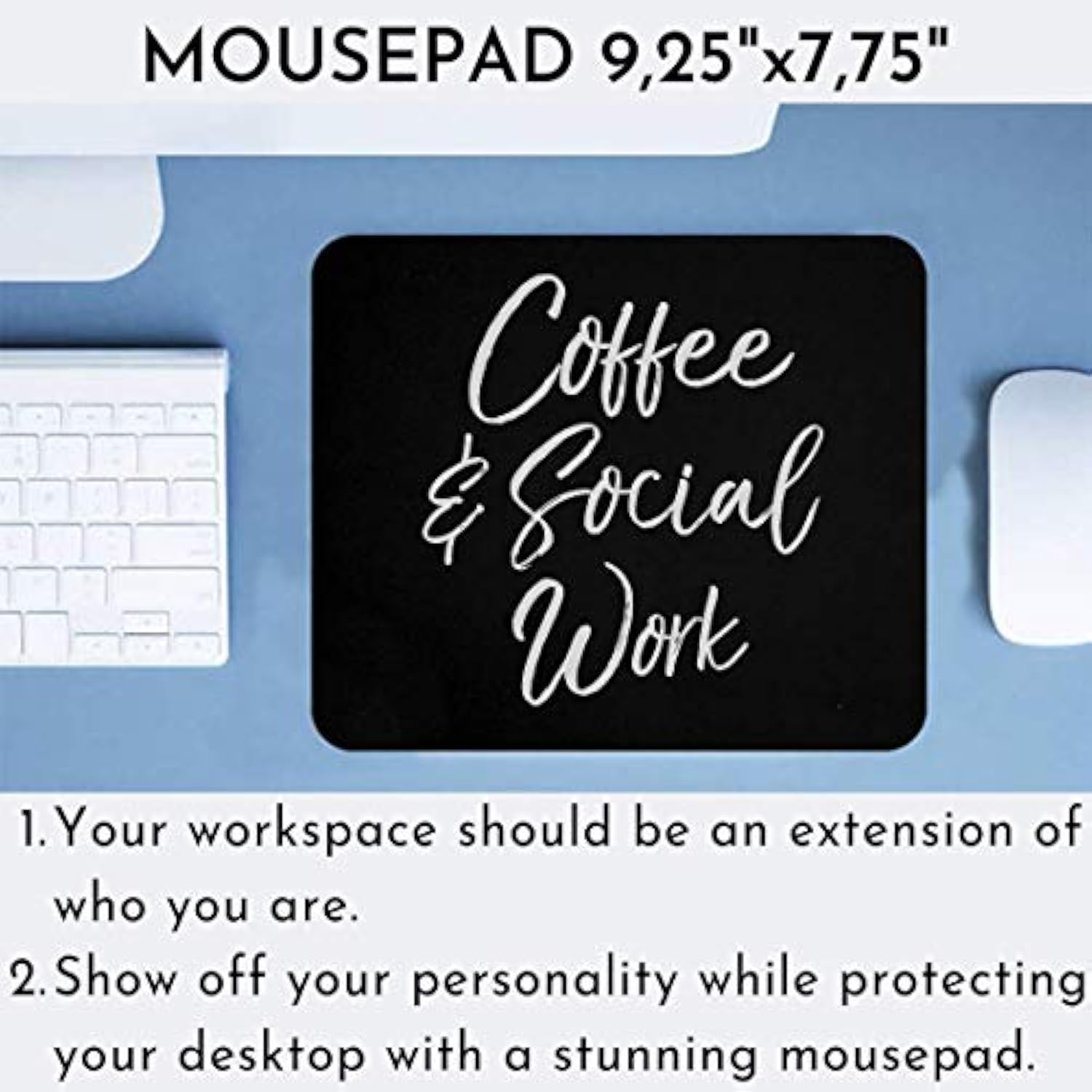 Funny Coffee 9 Inch Mousepad Cafe Mousemat - Cute Social Worker Gift For Women Funny Coffee Social Work Black Mouse Mat Mouse Pad,9.25X7.75 Inch