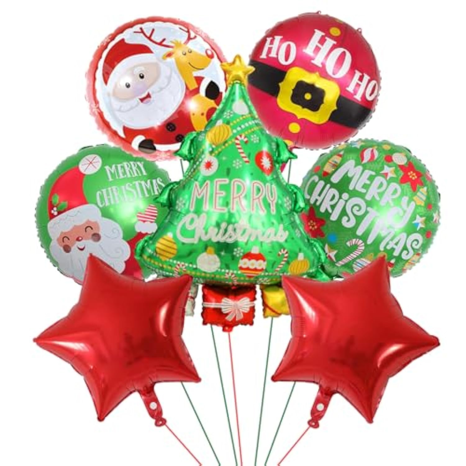 7pcs Christmas Foil Balloons Tree Snowman Santa Party Decor Self-Inflate