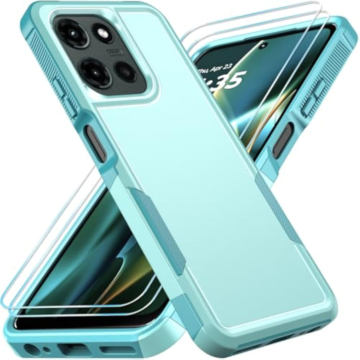 Compatible With Motorola Moto G 5G 2025 Case With Hd Screen Protector Heavy Duty Rugged Full-Body Shockproof Protection, Mint Green