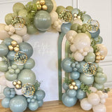 Dusty Green Blue Balloon Garland Arch Kit, Sage Green And Blue Balloon Arch Kit With Sand White Green Gold Balloons For Baby Shower Neutral Birthday Jungle Safari Wedding Birthday Party Decorations