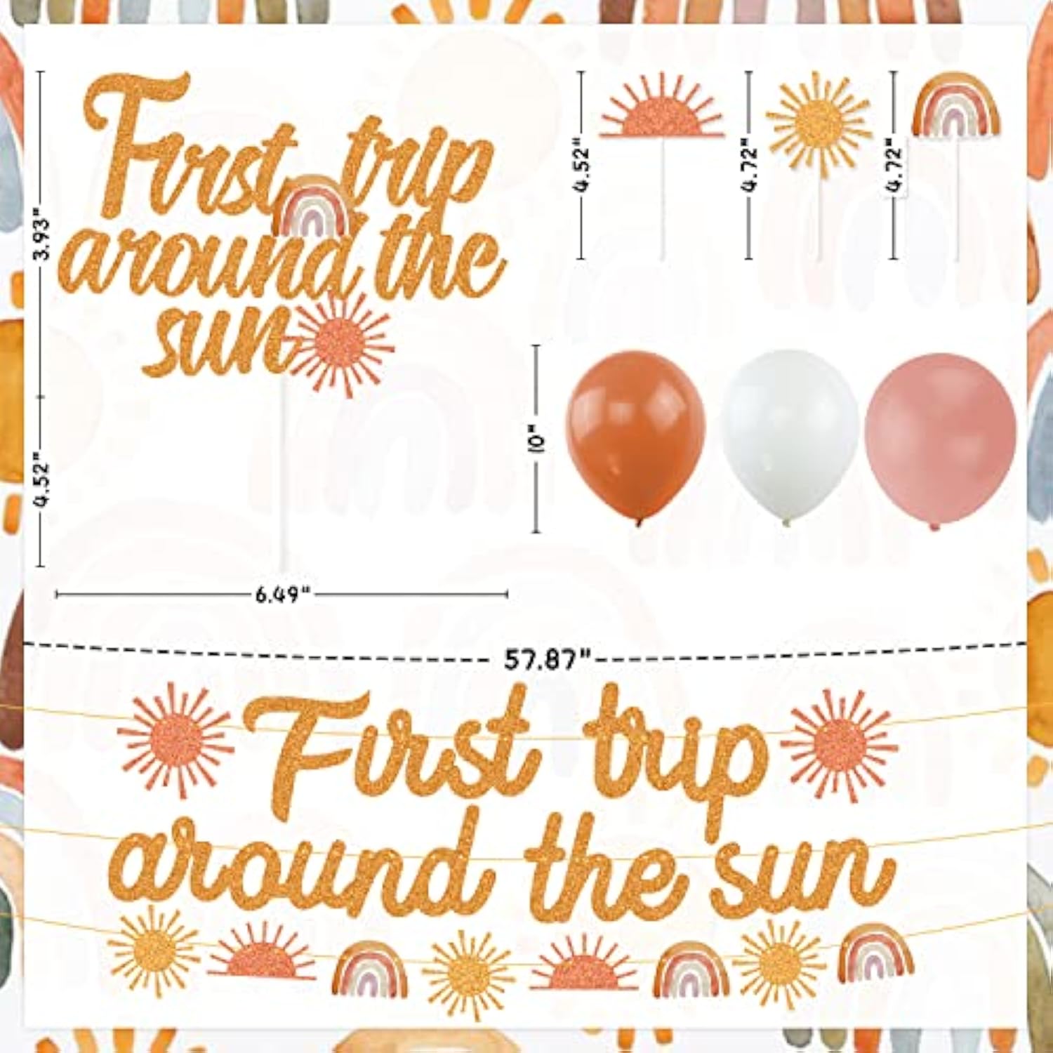 Boho Sun Party Decorations First Trip Around The Sun Banner Boho Sun 1