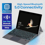 Wireless Keyboard Type Cover Trackpad Mouse Replacement For Microsoft Surface Pro 7 Pro 6 Pro 5 Pro 4 Pro 3 Bluetooth 7-Color Led Backlit Ultra-Slim Rechargeable Battery Multi-Touch