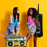 20 Packs Inflatable Radio Boombox Inflatable Mobile Phone Inflatable Microphone 16 Inch Gold Foil Chain Balloons For 80S 90S Rappers Hip Hop Costume Party Decorations