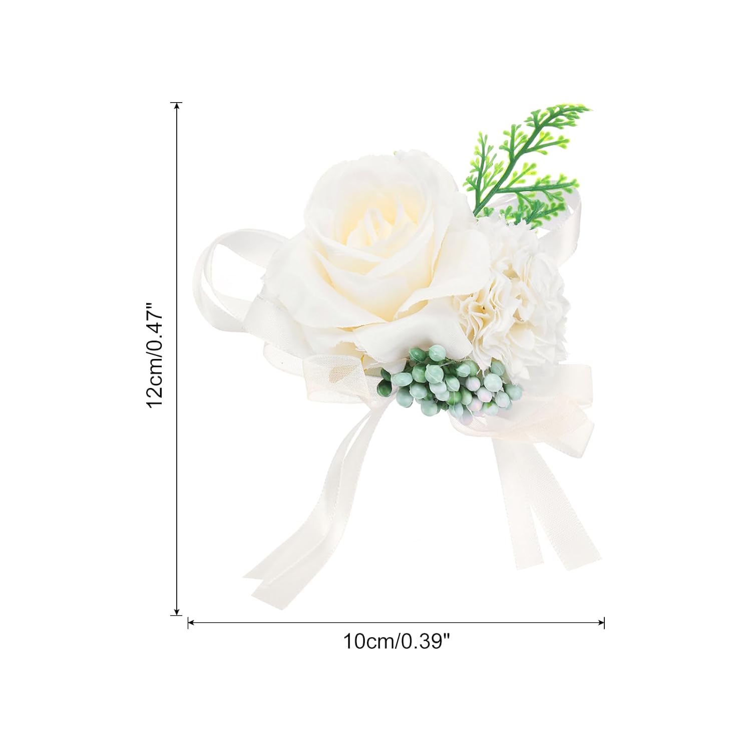 Wrist Corsage Artificial Flower Bracelets Pack Of 1 Rose Wrist Bride Groom Decorative For Wedding Ceremony Prom Party Anniversary, 12X10Cm Light White