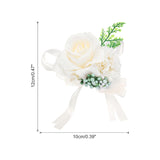 Wrist Corsage Artificial Flower Bracelets Pack Of 1 Rose Wrist Bride Groom Decorative For Wedding Ceremony Prom Party Anniversary, 12X10Cm Light White