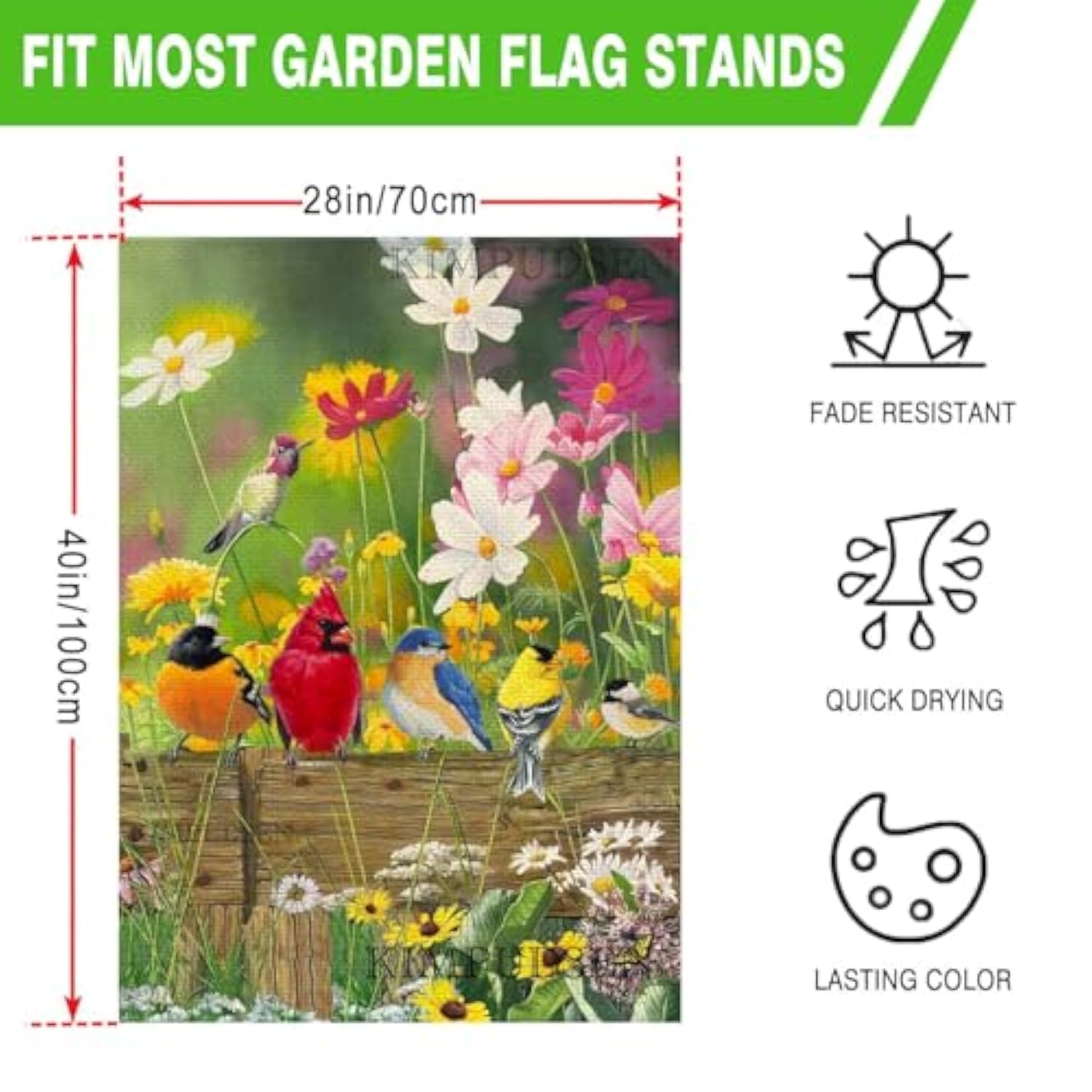 Hummingbird Spring House Flag Birds Floral Garden Flags 28X40 Double Sided, Large Burlap Yard Flags For Outside Seasonal Decoration