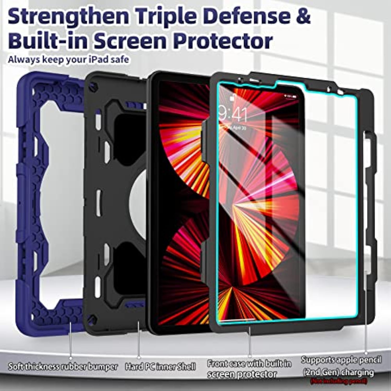 For Ipad Air 5Th Generation Case 2022 / 4Th Gen 2020 10.9 In With Screen Prote