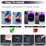 For Iphone 14 6.1 Inch/Iphone 14 Plus 6.7 Inch Camera Lens Protector, 9H Tempered Glass Film, [Does Not Affect Night Shots] Metal Lens Protective Cover - Black