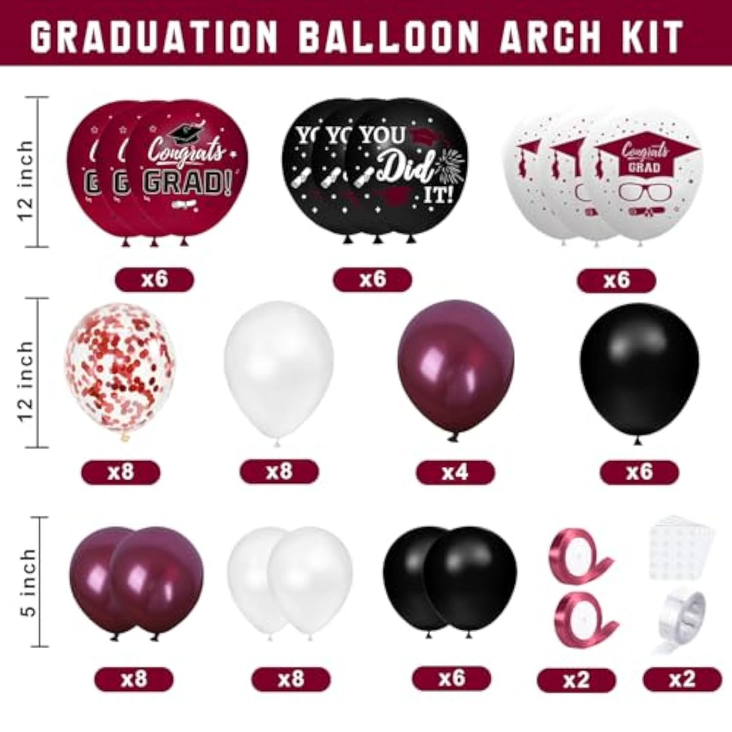 Maroon Themed 2025 Graduation Decorations Set - Balloons Boxes With Letters 2025 Grad So Proud Of You - Complete Party Supplies For High School & College Celebrations