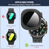 2-Pack For Samsung Galaxy Watch 7/8 Ultra 47Mm (2024/2025) Case, [Anti-Peeping] Tempered Glass Privacy Screen Protector, All-Round Pc Matte Protective Cover Bumper -Black+Starlight