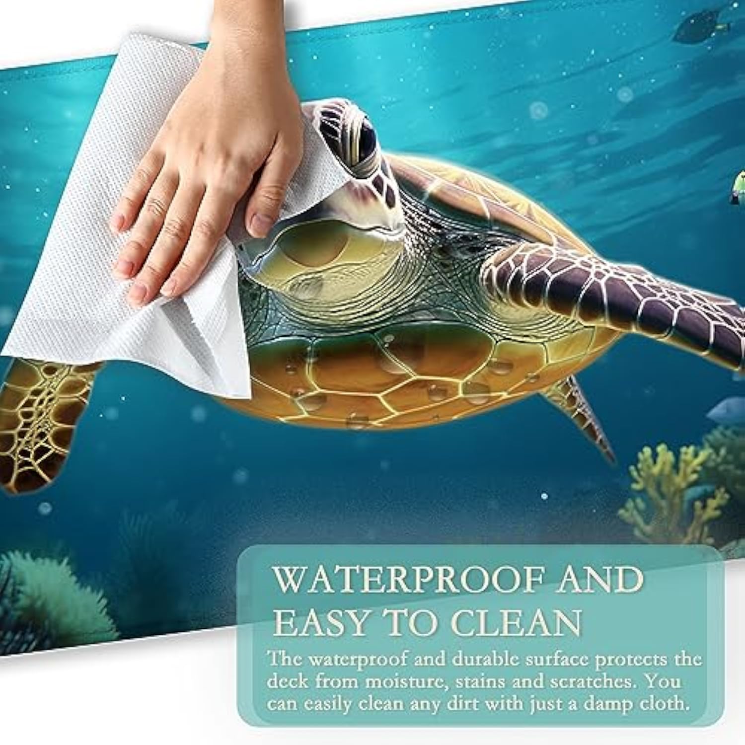 Sea Turtle Mouse Pad Large,Ocean Tropical Fish Desk Pad With Stitched Edges For Home Office Work Non-Slip Rubber Base Gaming Mouse Pad, Desk Mat, 31.5 X 15.7 In