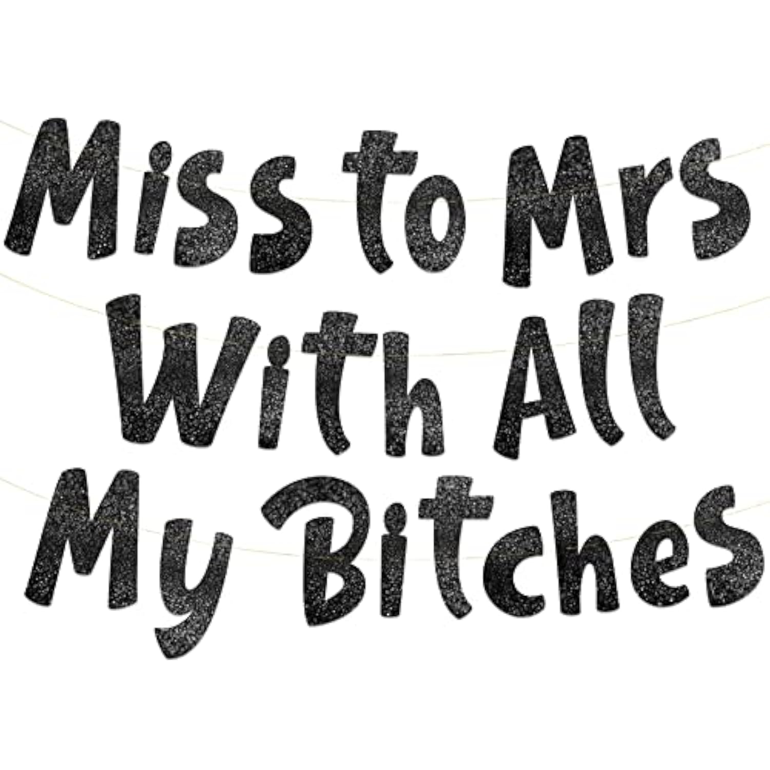 Miss To Mrs Classy & Sassy Bachelorette Black Glitter Banner - Bachelorette Party Decorations, Favors And Supplies