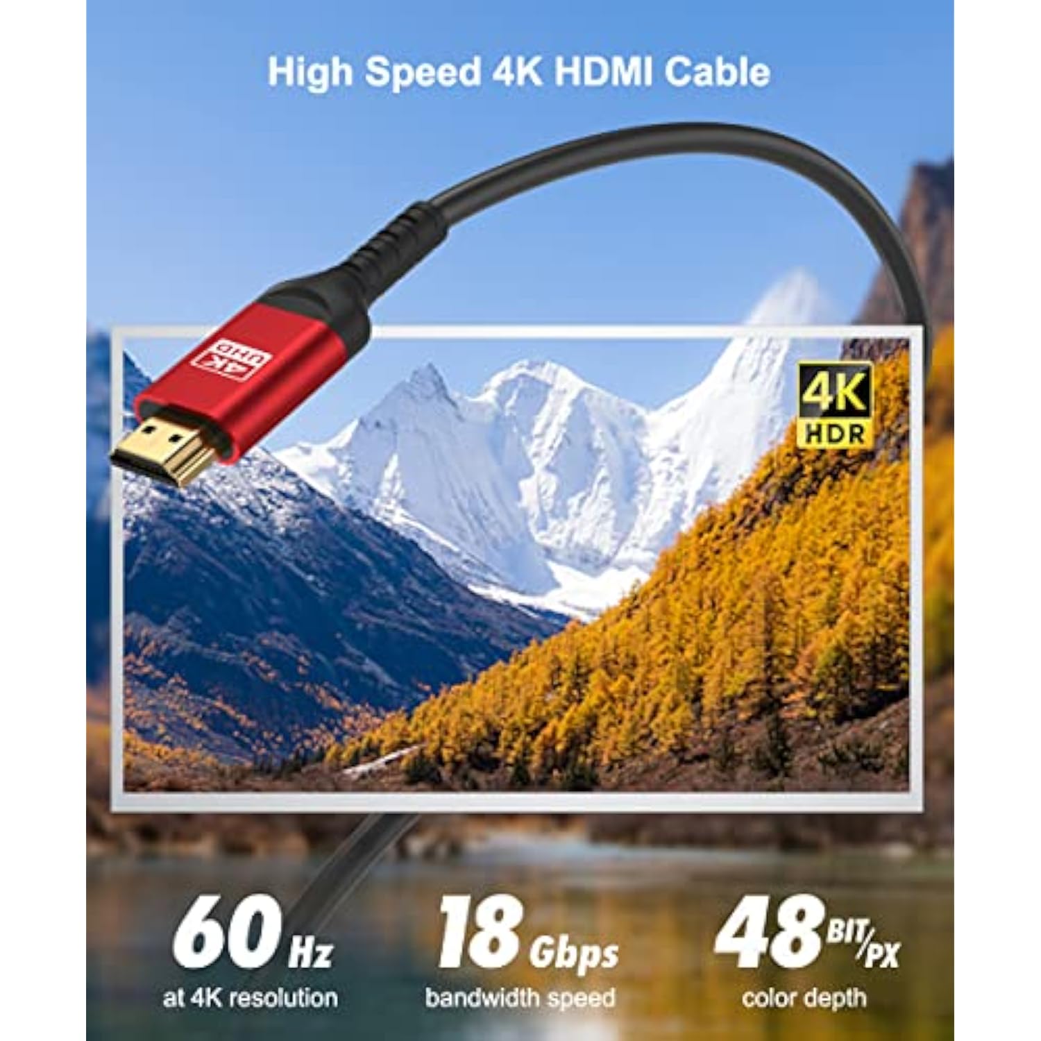 4K Long Hdmi Cable 50 Ft 15M, 50Ft Hdmi Cable In-Wall Cl3 Rated(Hdr10 8/10Bit