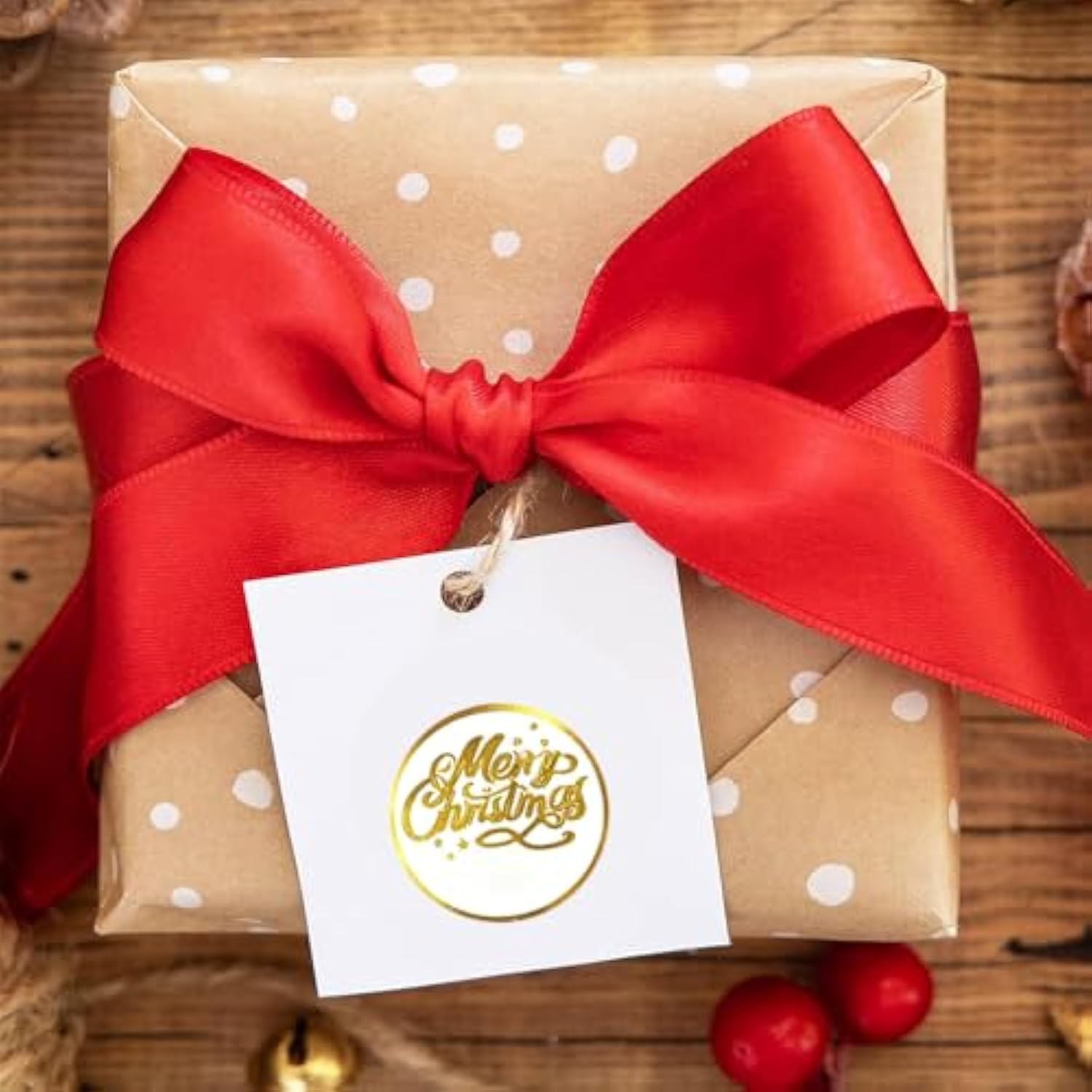 500Pcs 1.5In Clear Merry Christmas Stickers Roll, Gold Envelope Sticker Seals For Crafts, Christmas Stickers For Xmas Envelopes Invitations Cards Gifts Decor, 4 Designs