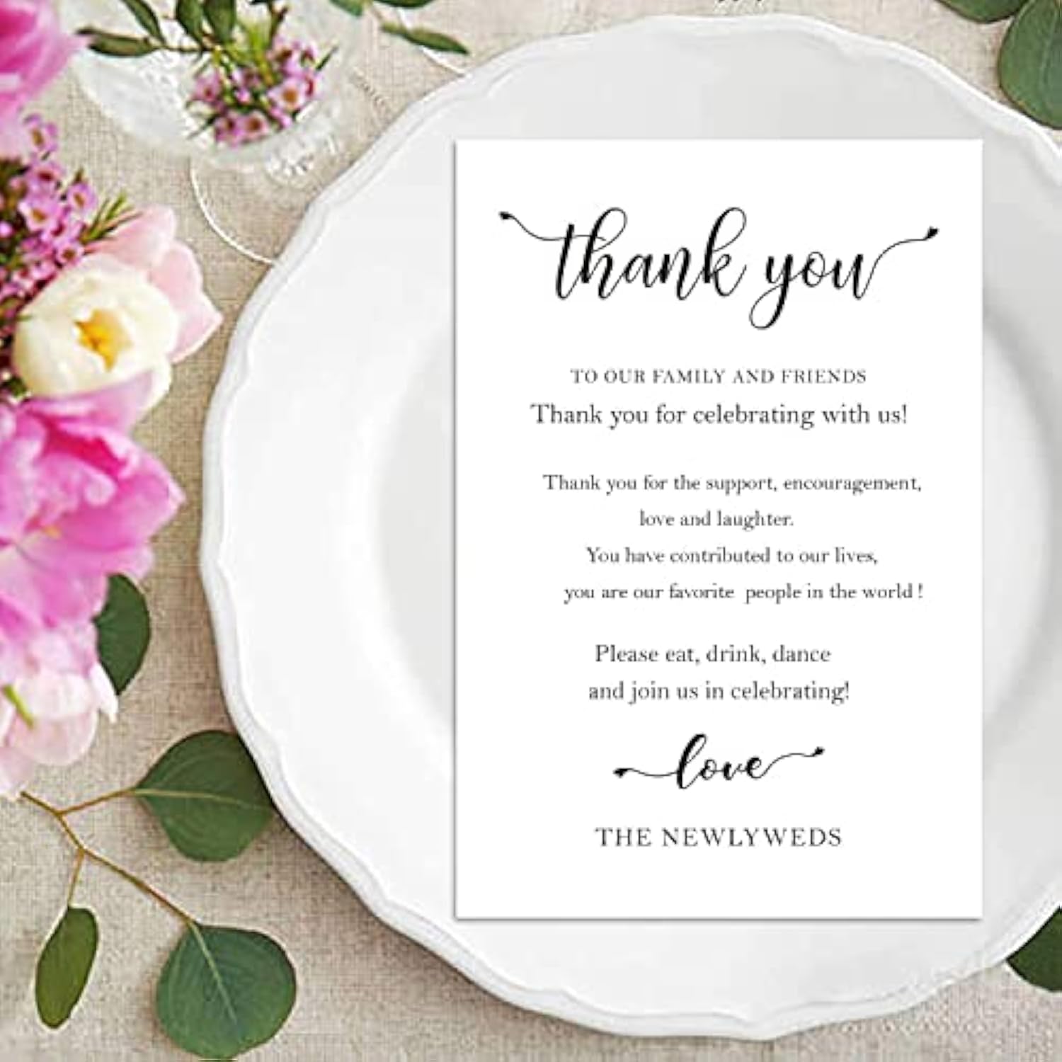 Wedding Thank You Place Setting Cards, 50 Pieces, 4 X 6 In, Table Centerpieces And Decorations, Favors For Guests