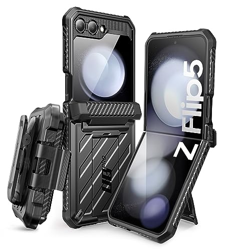 for  Galaxy Z Flip 5 Case with Stand & Belt-Clip (Unicorn Beetle Pro), [Hinge Protection] [Front Screen Protector] Dual Layer Rugged