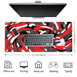 Fluid Pattern Desk Mat Marbled Design Desk Pad,Gaming Mouse Pad With Seamed Edges,Waterproof Large Mouse Pad,Non-Slip Rubber Base Xl Gaming Mousepad,31.5X11.8 In Computer Mat Keyboard Pad Red-Black