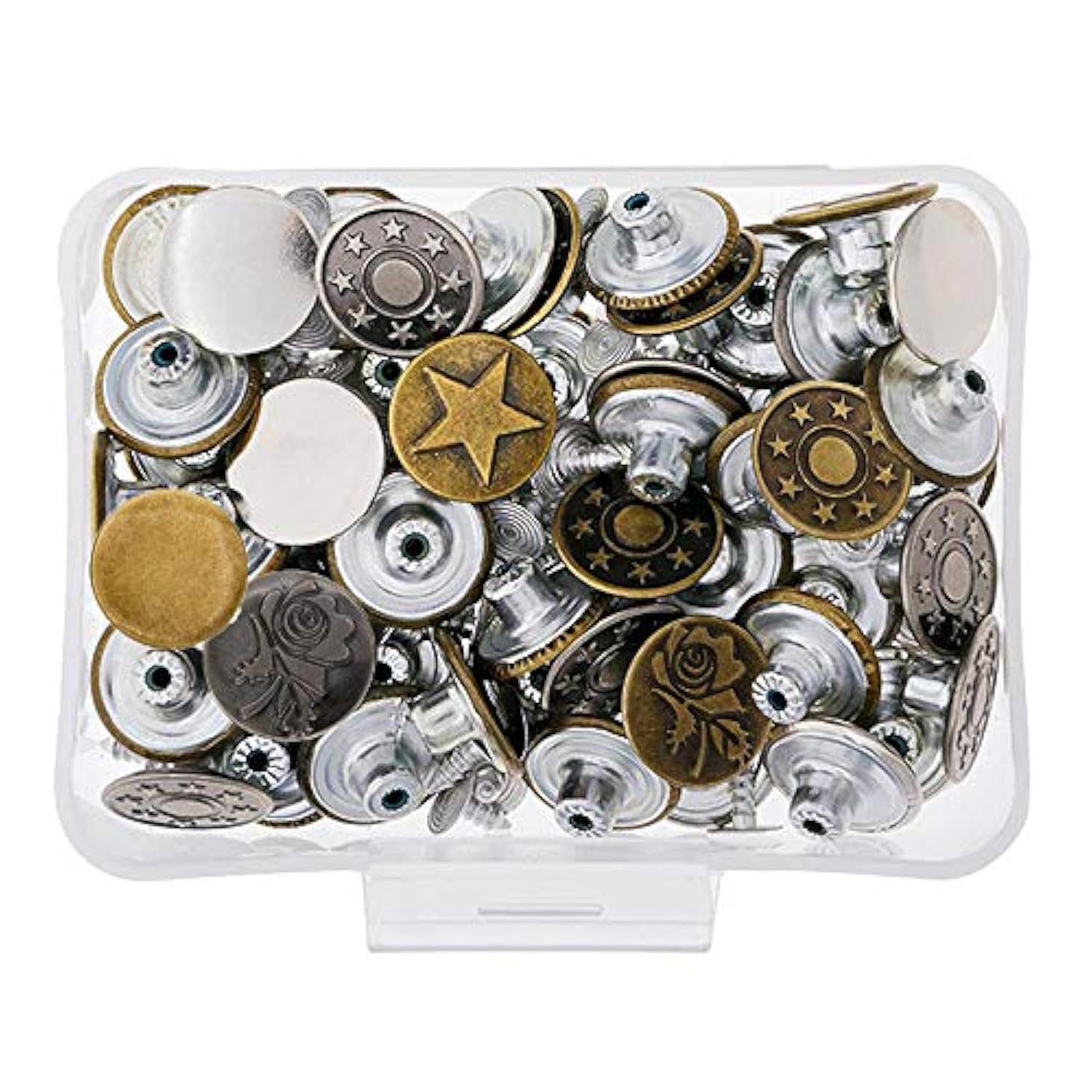 80 Sets 17Mm Metal Jeans Button Replacement Kit Fastener Tack Buttons