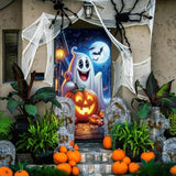 Ghost Pumpkin Halloween Door Cover 71×35 Inch Party Backdrop Decor