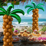 12 Pieces Large Palm Tree Leaves Balloons, Green Foil Mylar Coconut Tree Leaves Balloons For Birthday Baby Shower Decorations Hawaiian Luau Aloha Tropical Summer Beach Party Supplies