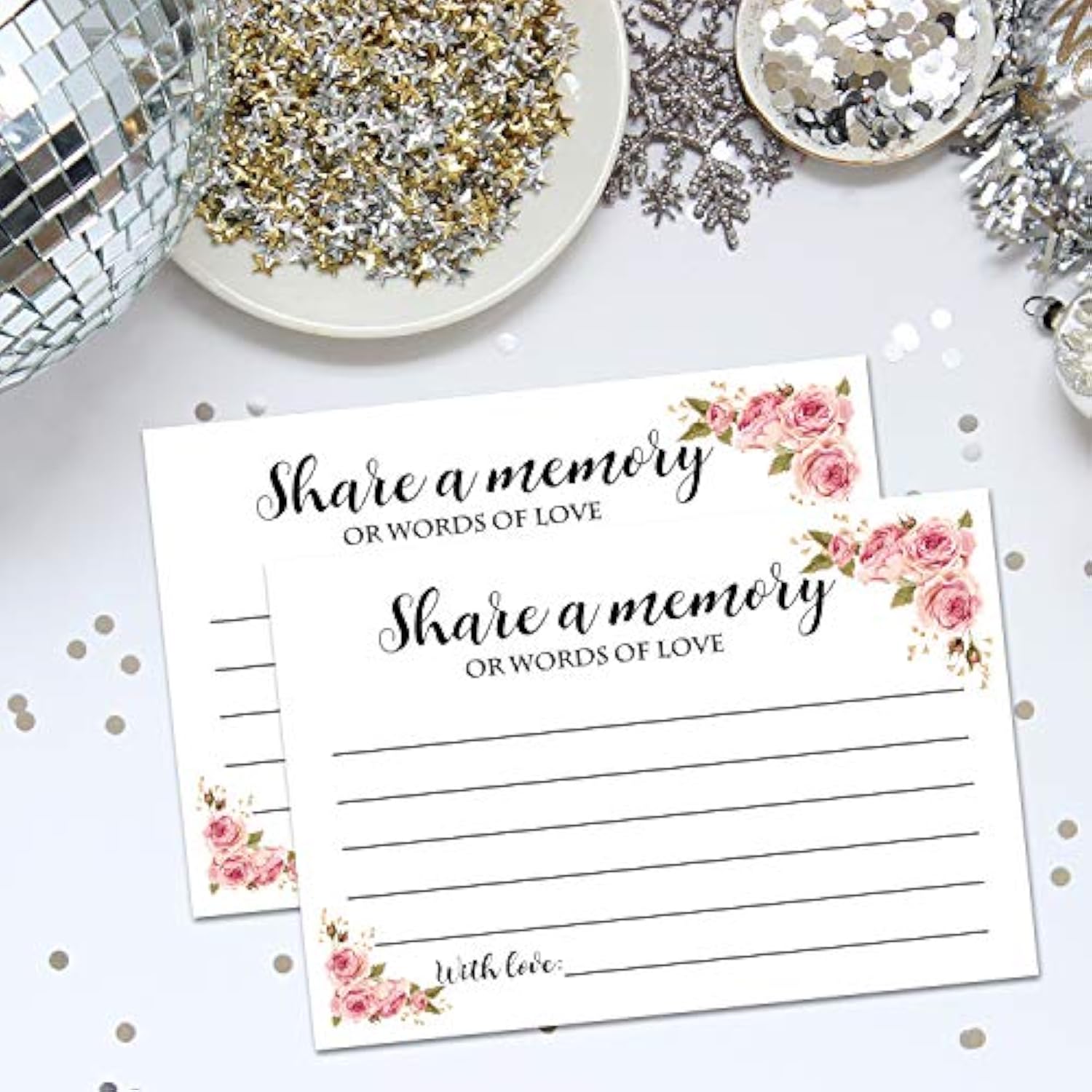 50 Floral Share A Memory Cards For Celebration Of Life Birthday Anniversary Memorial Funeral Graduation Bridal Shower Game, Guest Book Ideas, And Alternatives.4X6 Inches