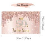 Pink Rose Gold 50Th Birthday Banner Decorations For Women, Happy 50Th Birthday Banner Backdrop Party Supplies, Fifty Years Old Bday Background Photo Sign For Indoor Outdoor