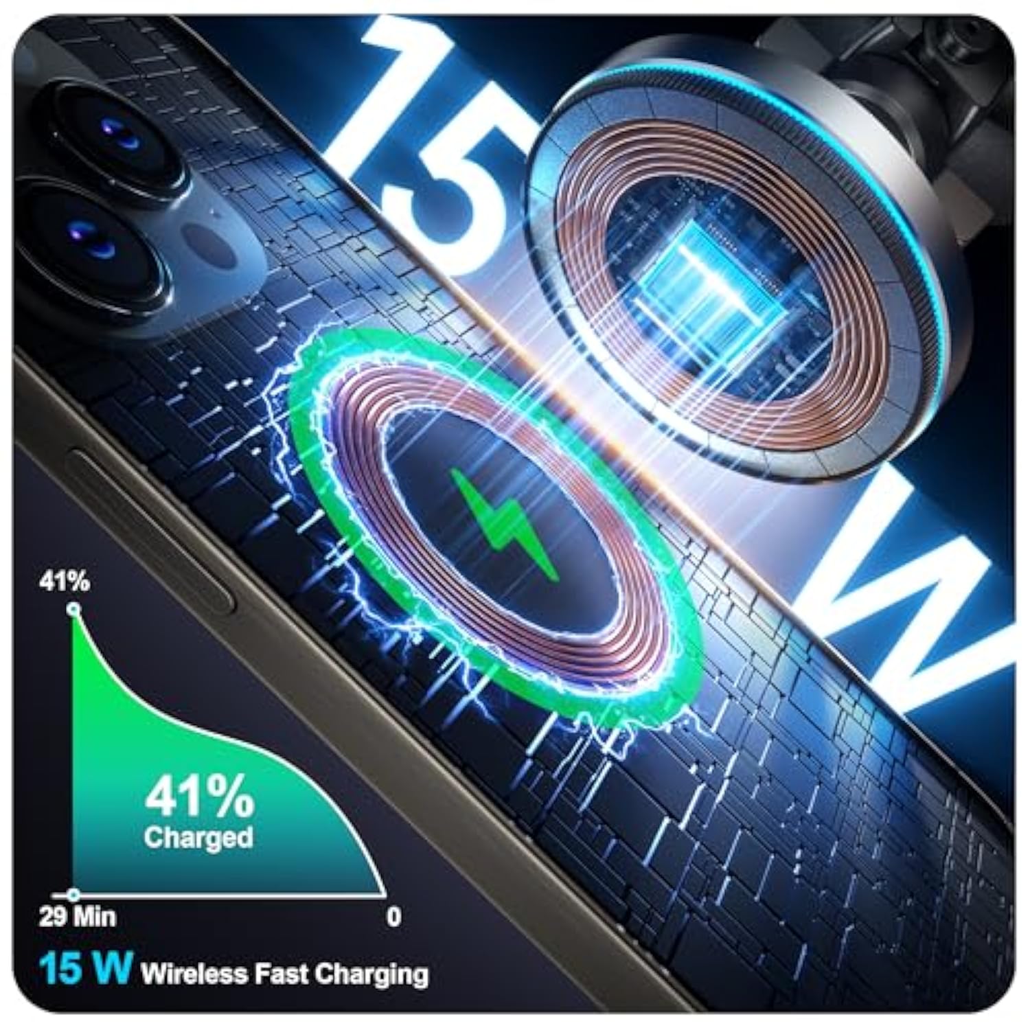 For Magsafe Car Mount Charger, (4.13 Lbf) Large Magnetic, 15W Qi Wireless Charger For Car, Vent/Dashboard, Phone Holder For Iphone 16/15/14/13/12 Series, 7 Color Lights, Aluminium, Black