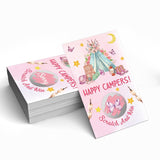 50 Pack Pink Happy Camper Theme Scratch Off Game, Pink Camping Sleepover Slumber Birthday Party Scratch Card For Baby Shower Bachelorette Party Lottery Group Camping Hunt Enterprises Activity
