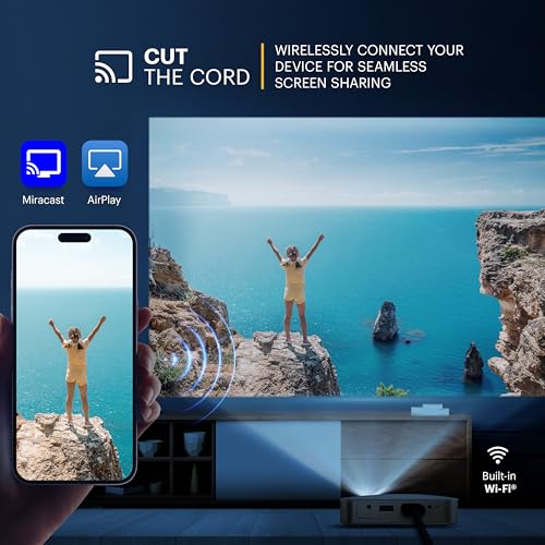 Luma 350 Smart Portable Projector Rechargeable Wi-Fi Video Projector With Android Os, Screen Mirroring, Remote Control & Luma App, Includes Carrying Case