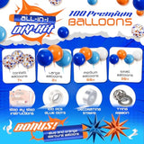 All-in-One Orange Blue White Balloon Garland Kit – Party Decor for Nerf, Blippi, or Birthday