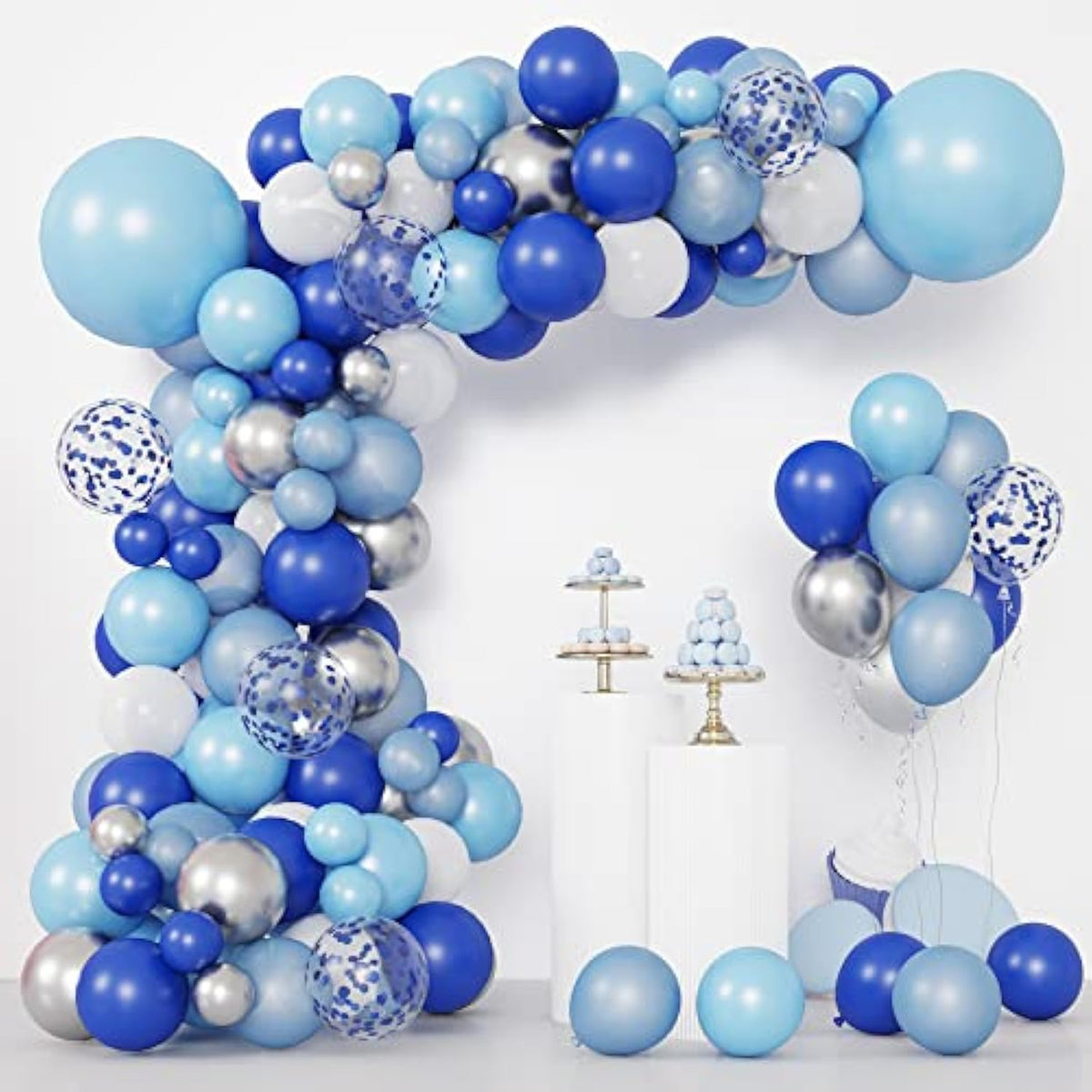 Blue & Silver Balloon Garland Kit: Baby Shower, Birthday, Graduation Decor