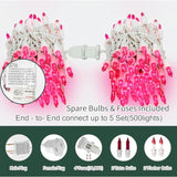 Pink Christmas Lights Set 100 Count 19.6 Feet Incandescent Bulb Mini String Lights For Indoor Christmas Tree Garland Bir