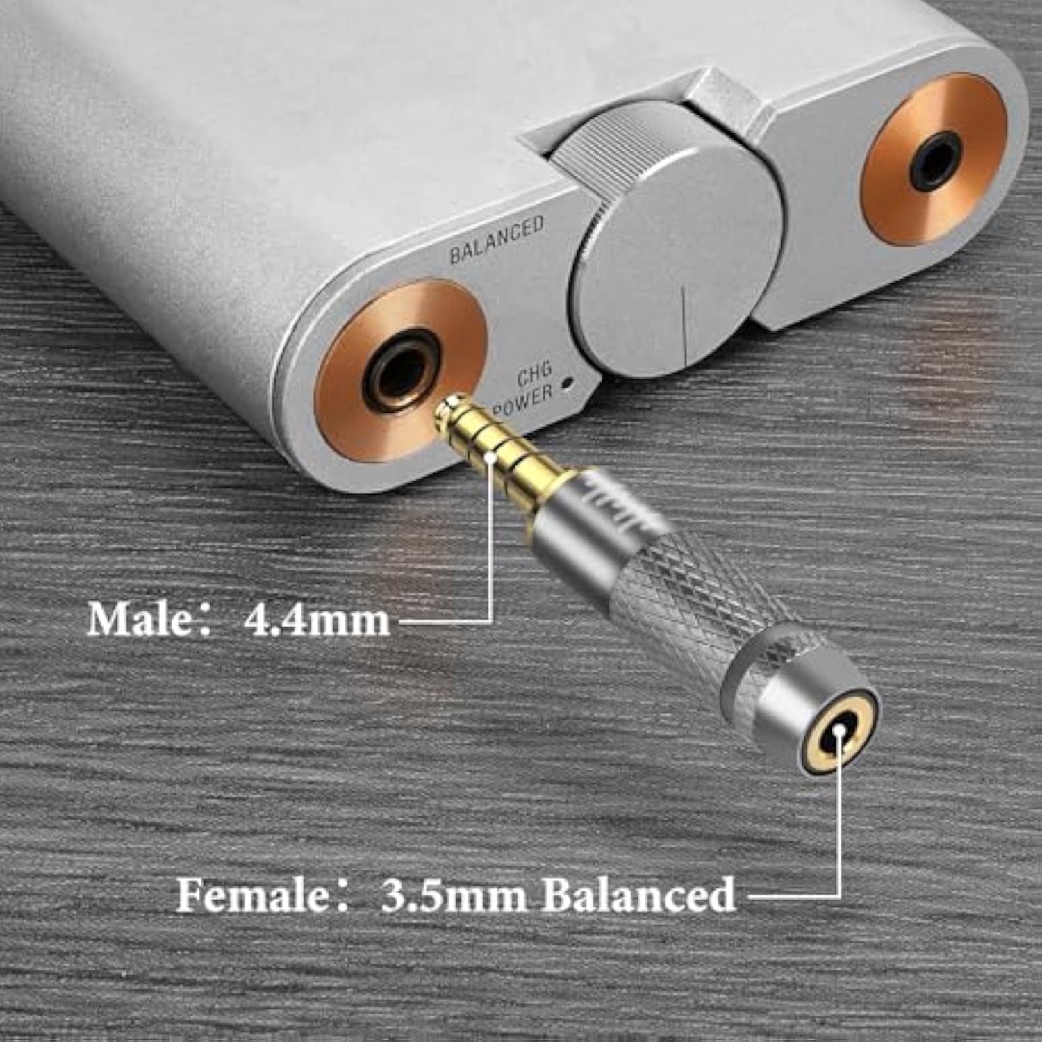 Geekria 4.4mm Male to 3.5mm Balanced Female Headphones Adapter for 3.5mm 4-Pole Cable Connected to Balanced 4.4mm Player Device, Aluminum Alloy Conversion Audio Plug, Gold Plated Adapter