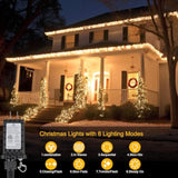 200Ft 600Led Christmas Lights Plug In,Warm White Waterproof Fairy Lights With Timer/8 Modes, Christmas Tree Lights Light